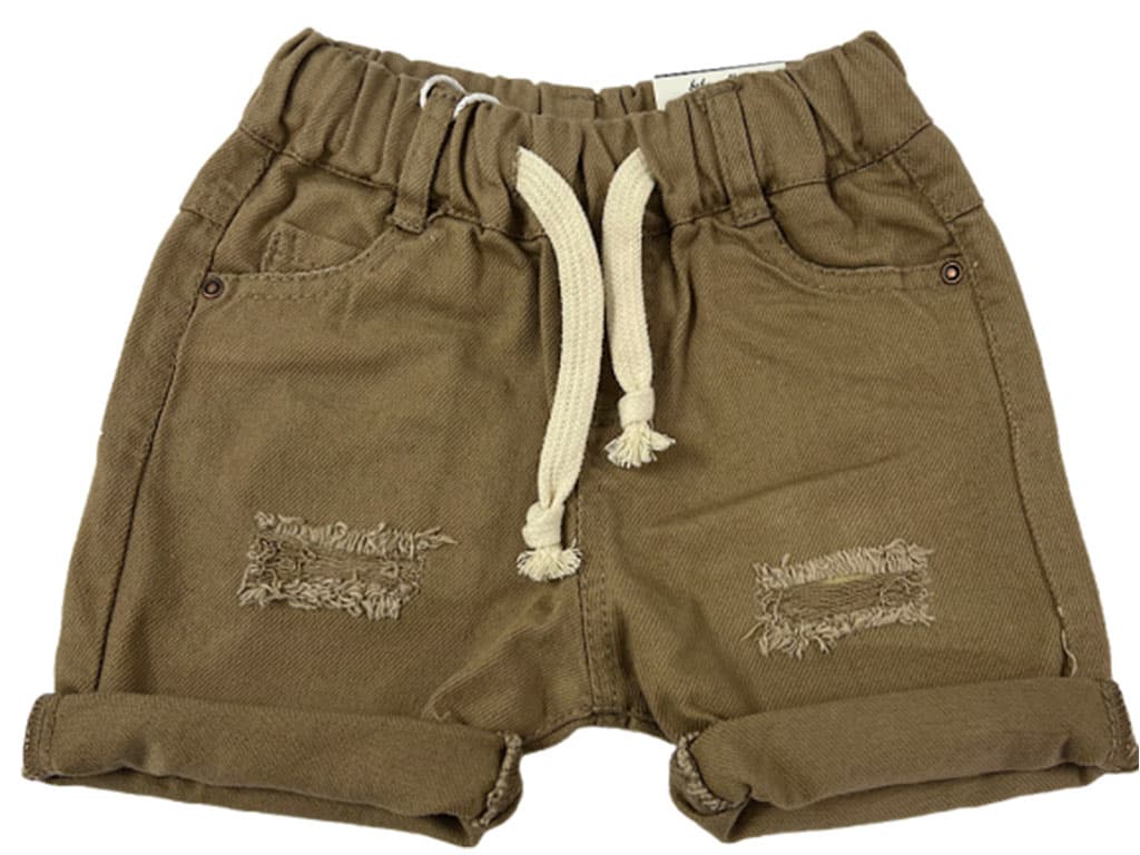 شلوارک کتان نسکافه ای تیره رنگ زاپ دار نوزادی zara