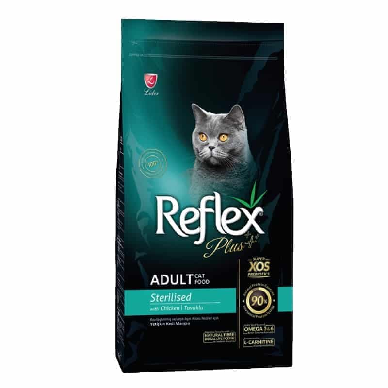 غذای خشک گربه رفلکس پلاس مدل عقیم شده با طعم مرغ وزن 1.5 کیلوگرم