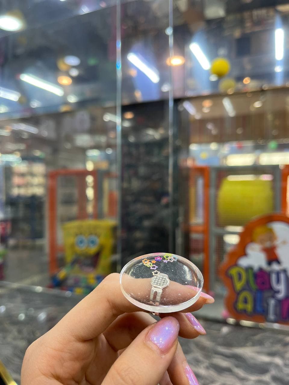 پالت رزینی انگشتری ترکیب رنگ شیشه ای کوچک طراحی ناخن