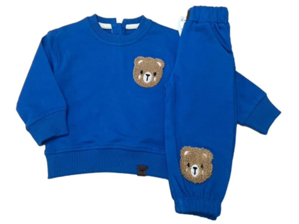 بلوز و شلوار دورس رنگ آبی طرح خرس مداد رنگی آی نور بیبی inoor baby