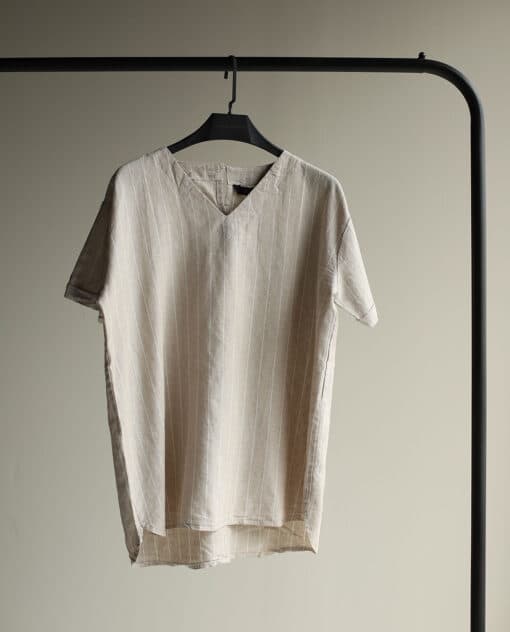 شومیز کرم راه راه C.6800_TGHV