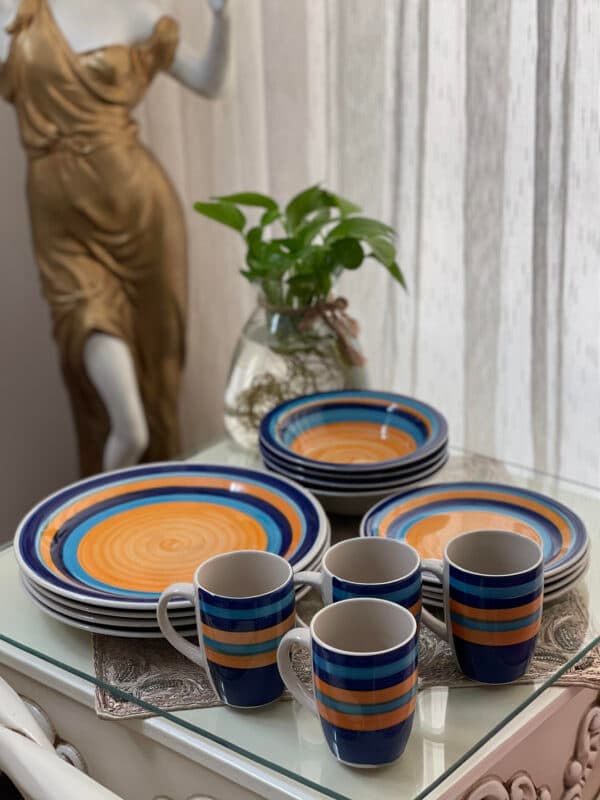 سرویس غذاخوری 16 پارچه سرامیکی طرحدار رنگین کمان با تخفیف ویژه