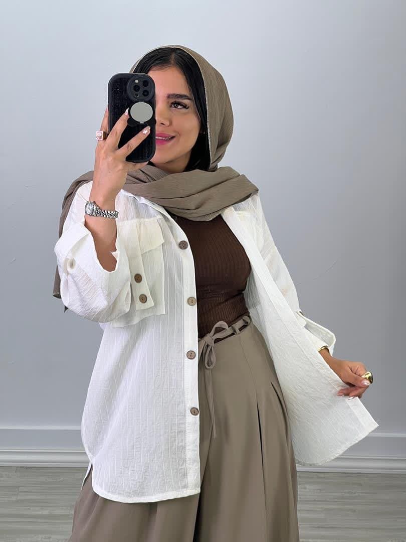 شومیز مانتویی جیب صلیبی 5005