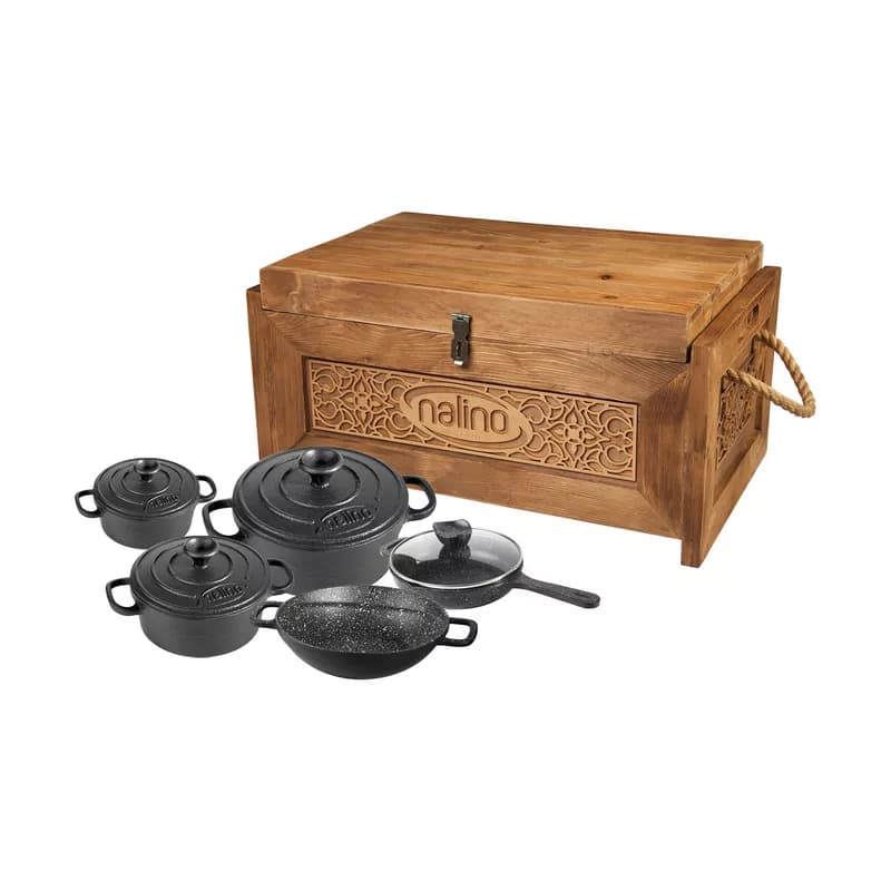 سرویس چدن 9 پارچه نالینو مدل DIO با جعبه چوبی
