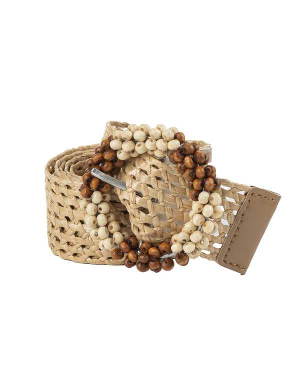 کمربند زنانه حصیری کرم تیره بیسراک Bisrak مدل WB-WM380-9-102