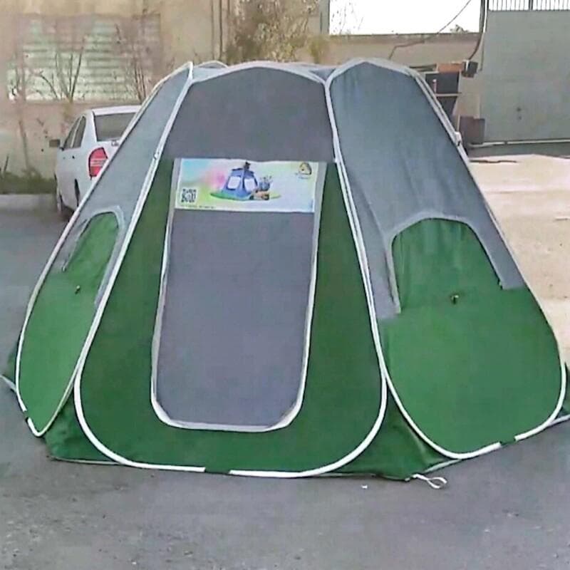 چادر مسافرتی ضد آب 12 نفره شش ضلعی با سقف مسطح (سقف عریض با فضای بزرگ و ارتفاع بلند ، جنس برنو برزنتی)