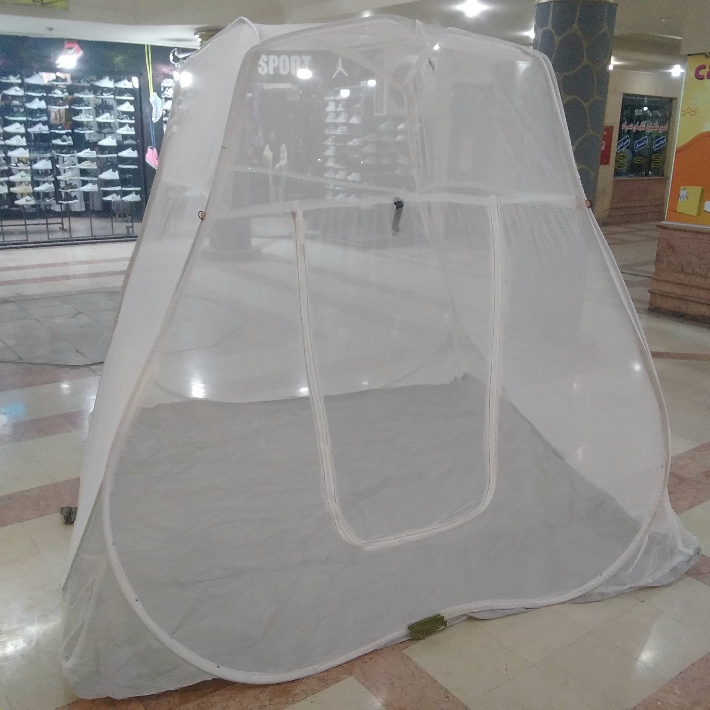 پشه بندمسافرتی ۸نفره اسکلتی کف ضخیم تورسفیدخارجی