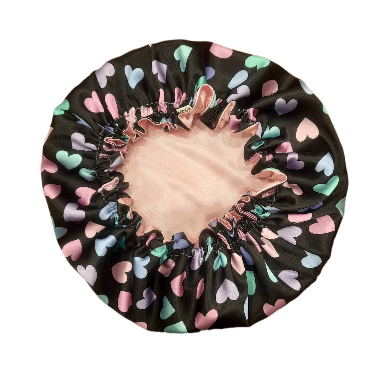 کلاه خواب مدل هیلو ساتن ابریشم طرح قلب رنگی