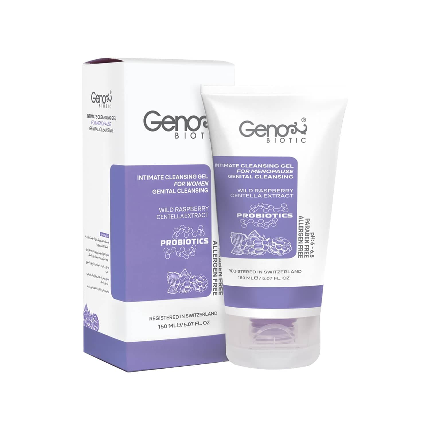 ژل شستشوی ژنیتال ژنوبایوتیک مناسب بانوان یائسه حجم 150 میلی لیتر