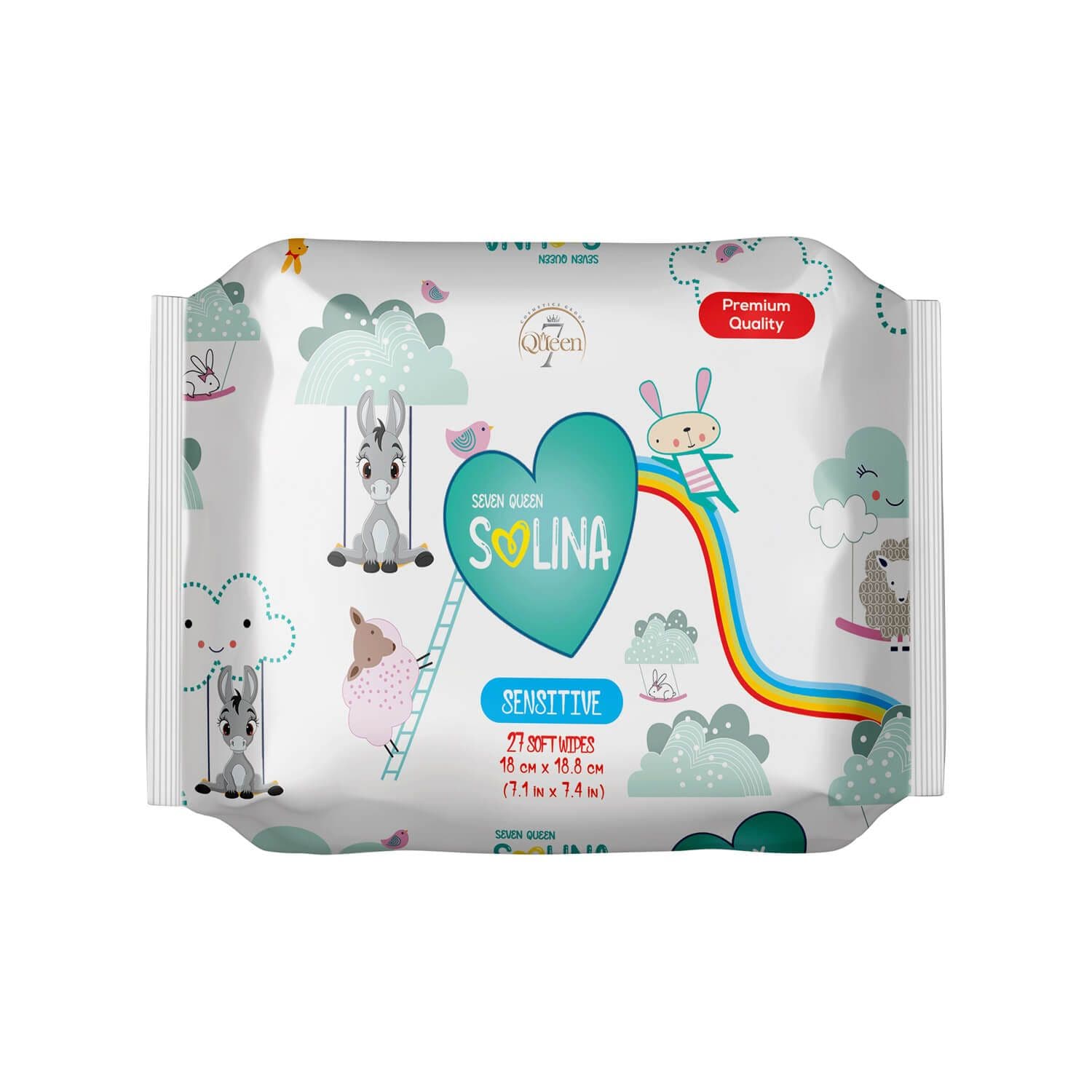 دستمال مرطوب کودک سولینا سون کوئین مدل پرمیوم کوالیتی بسته 27 عددی