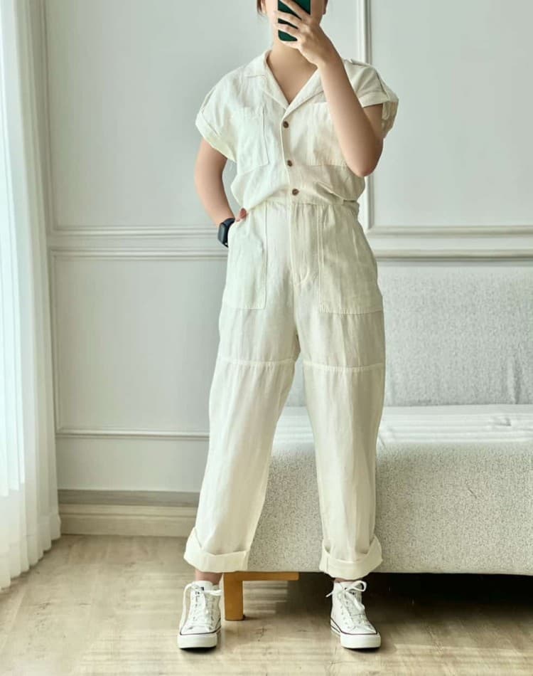 سرهمی لینن دخترانه شلوار پاکتی