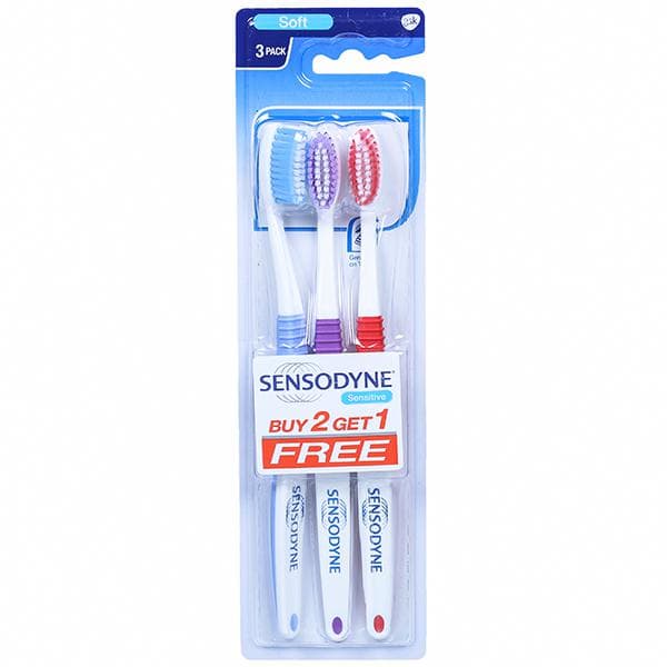 مسواک سنسوداین مدل Sensitive با سری نرم بسته 3 عددی