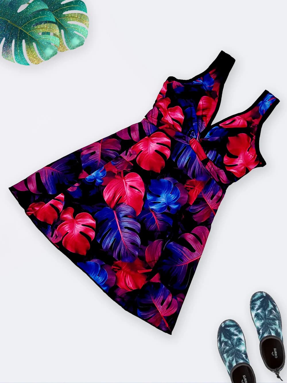 مایو زنانه دامن دار طرح هاوایی ضد کلر برای استخر برند اسپیدو ( Speedo ) شلوارکی