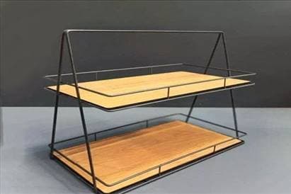 استند پذیرایی دو طبقه مستطیل کف چوبی