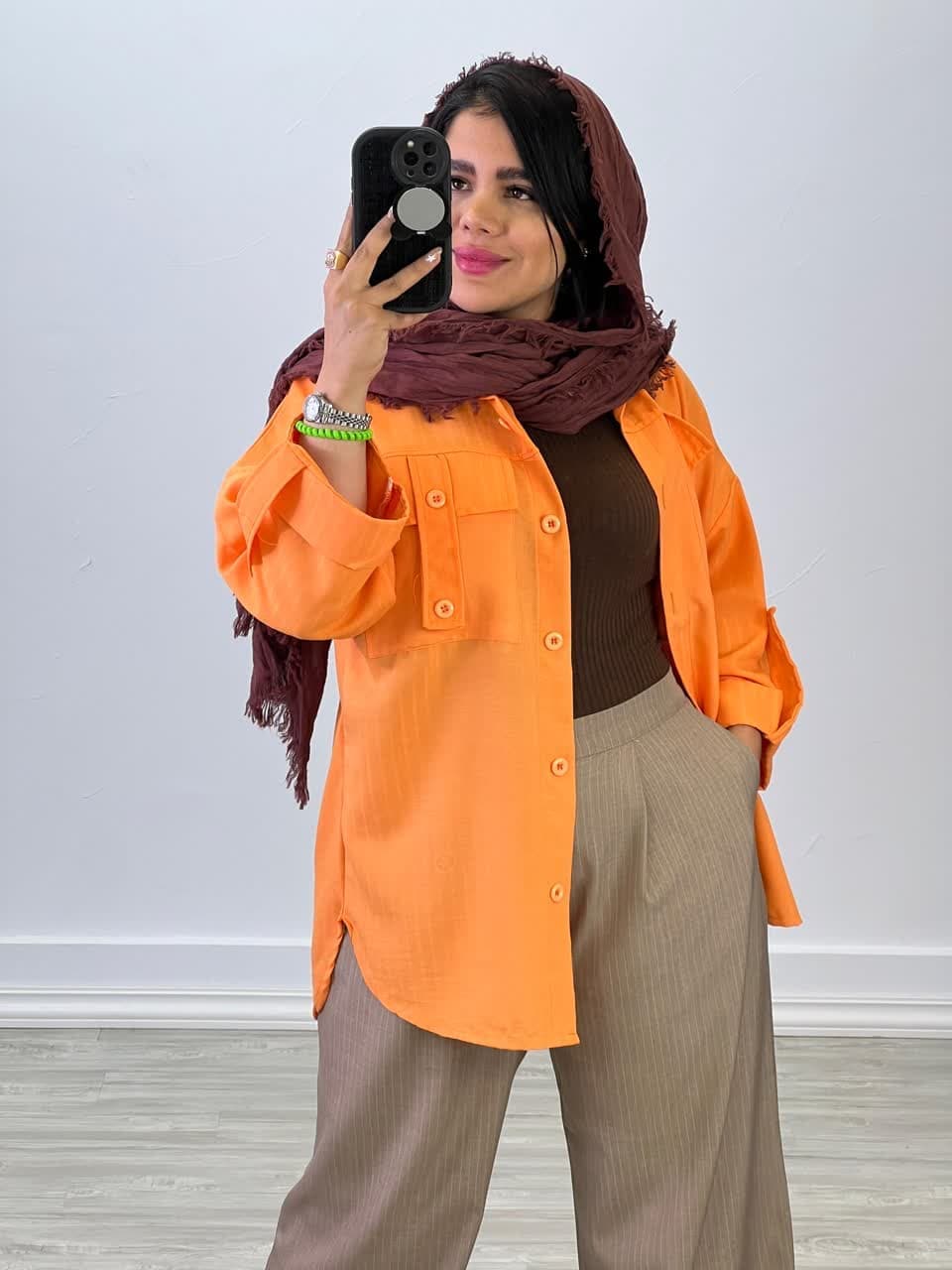 شومیز مانتویی جیب صلیبی مدل 5024