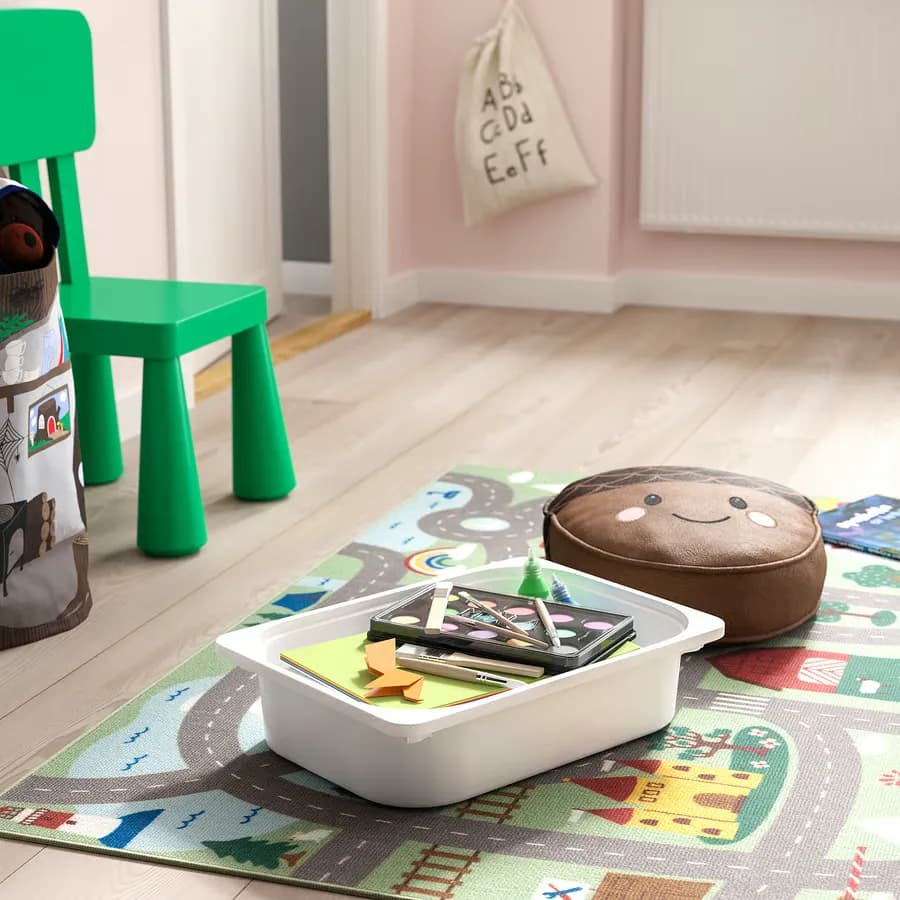 ترکیب نظم دهنده با جعبه ایکیا مدل TROFAST چوب کاج/ سفید/ خاکستری، ۹۳x۴۴x۵۲ سانتیمتر