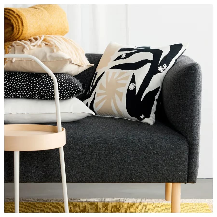 کاور کوسن ایکیا مدل DRABOR، مشکی/بژ ملایم، ۵۰x۵۰ سانتیمتر