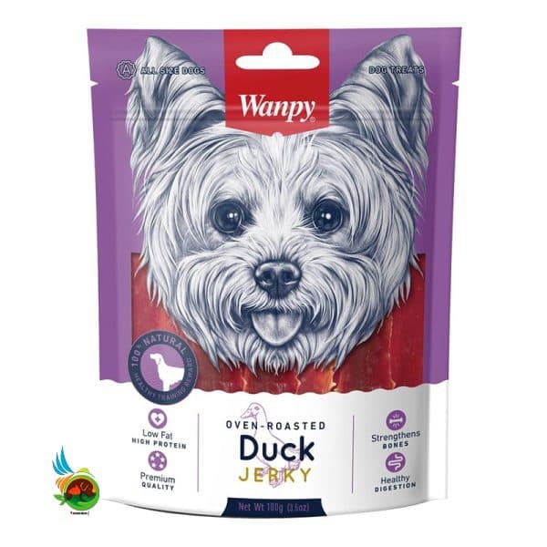 تشویقی سگ ونپی طعم اردک Wanpy duck jerky strips وزن ۱۰۰ گرم