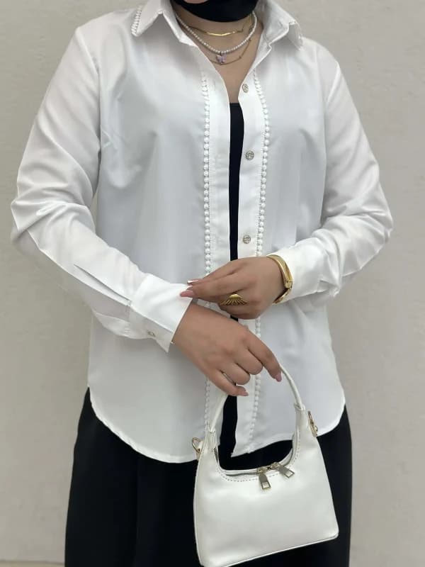 شومیز نوار دوزی white