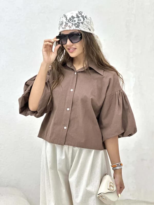 شومیز کراپ آستین دوبل