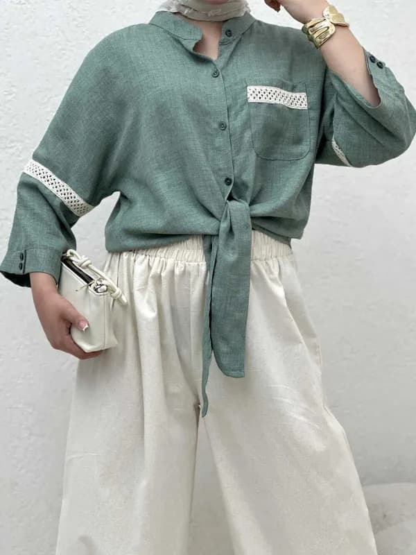 شومیز کنف دوزی جلو گره