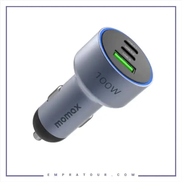 شارژر فندکی سه پورت 100 وات مومکس Momax MoVe Car Charger UC17E