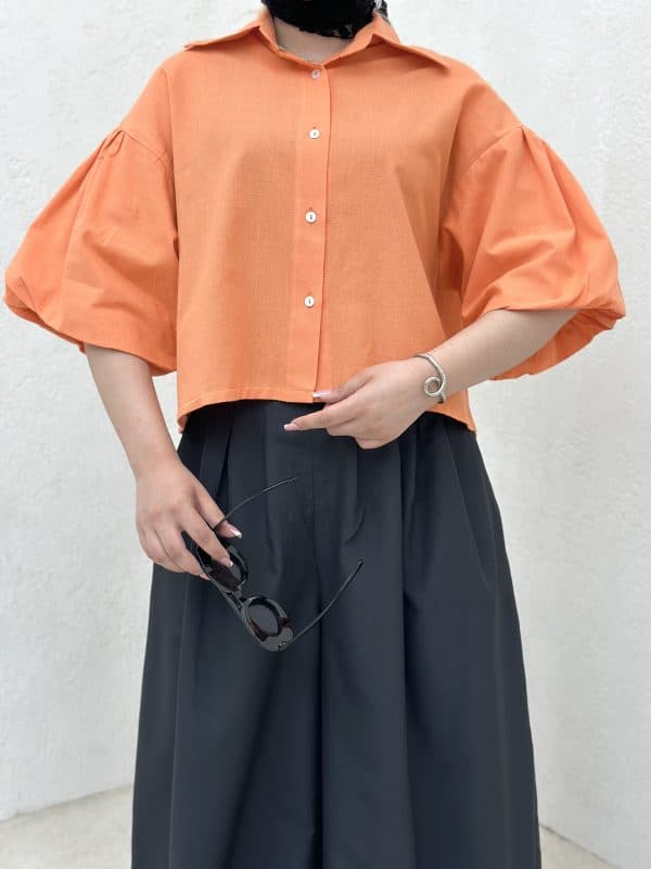 شومیز آستین دوبل چین دار