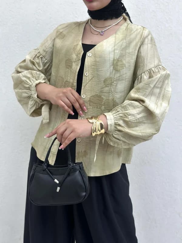 شومیز ژاکارد آستین چین