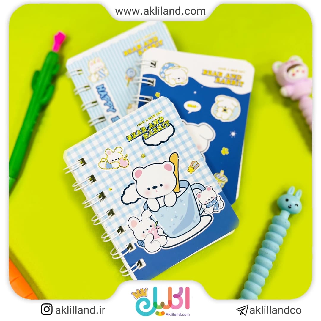 دفترچه یاداشت سیمی خرس و خرگوش