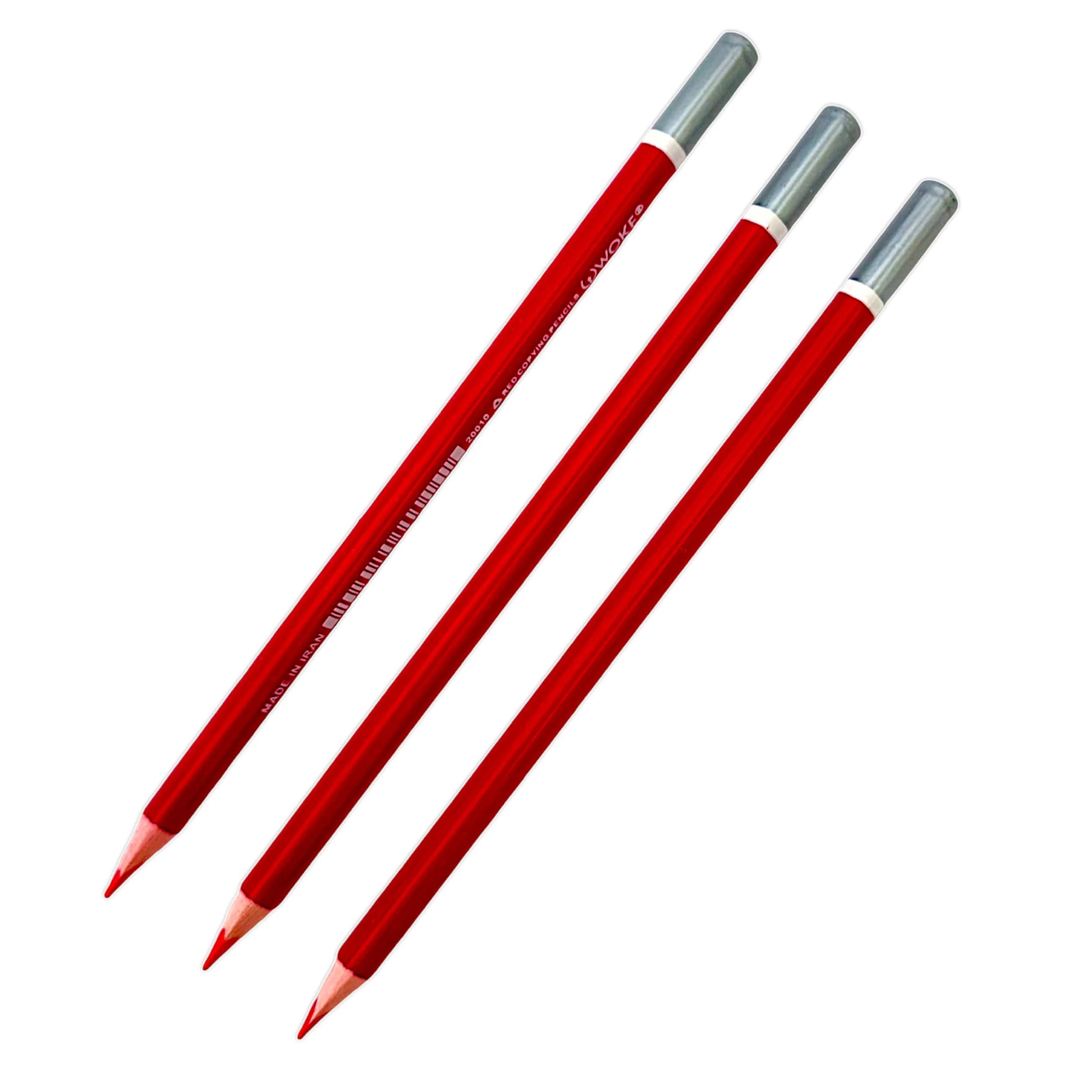 مداد قرمز ووک مدل مثلثی سه گوش کد 451 بسته 3 عددی