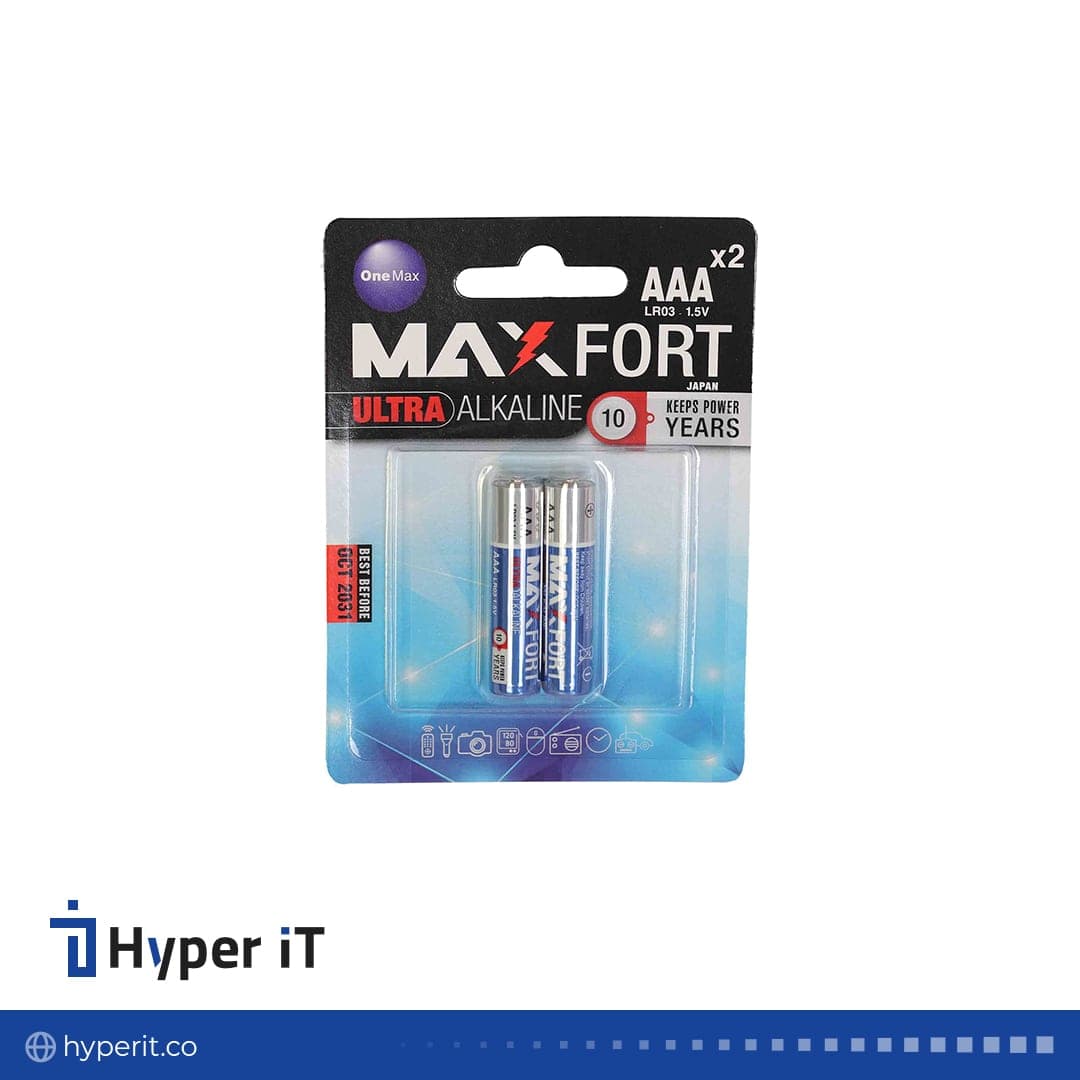 باتری نیم قلمی مکس فورت آلکالاین AAA MAXFORT 1.5V