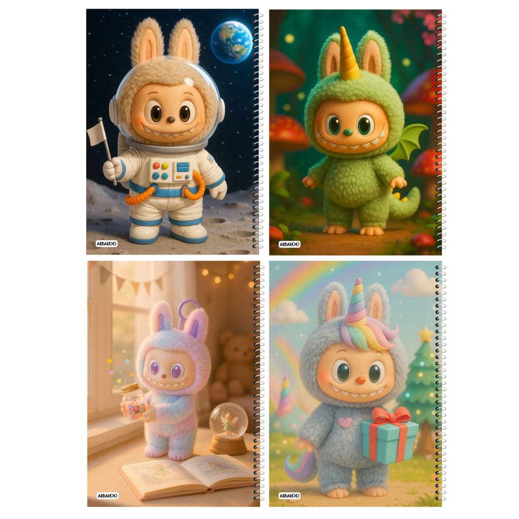 دفتر مشق 50 برگ آلبالو مدل لبوبو بسته 4 عددی