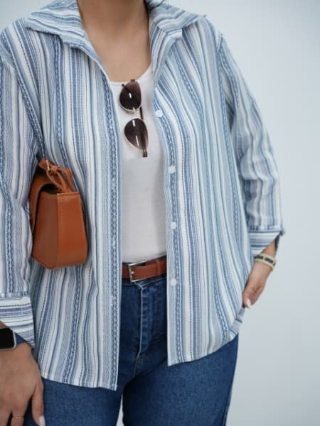 شومیز طرحدار آستین پاکتی زرین کد6336