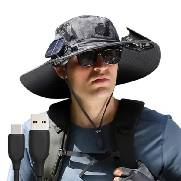 کلاه آفتابگیر خورشیدی Angju با فن خنککننده و شارژ