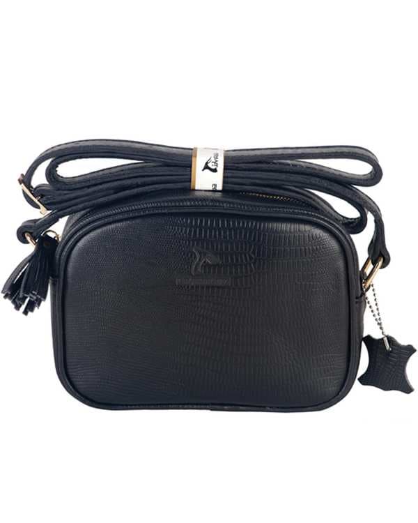 کیف چرم زنانه رودوشی مشکی چرم بارز Charm Barez مدل DG80.LIZARD