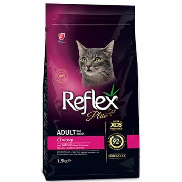 غذای خشک رفلکس پلاس گربه بالغ چوسی طعم سالمون وزن 1.5 کیلوگرم