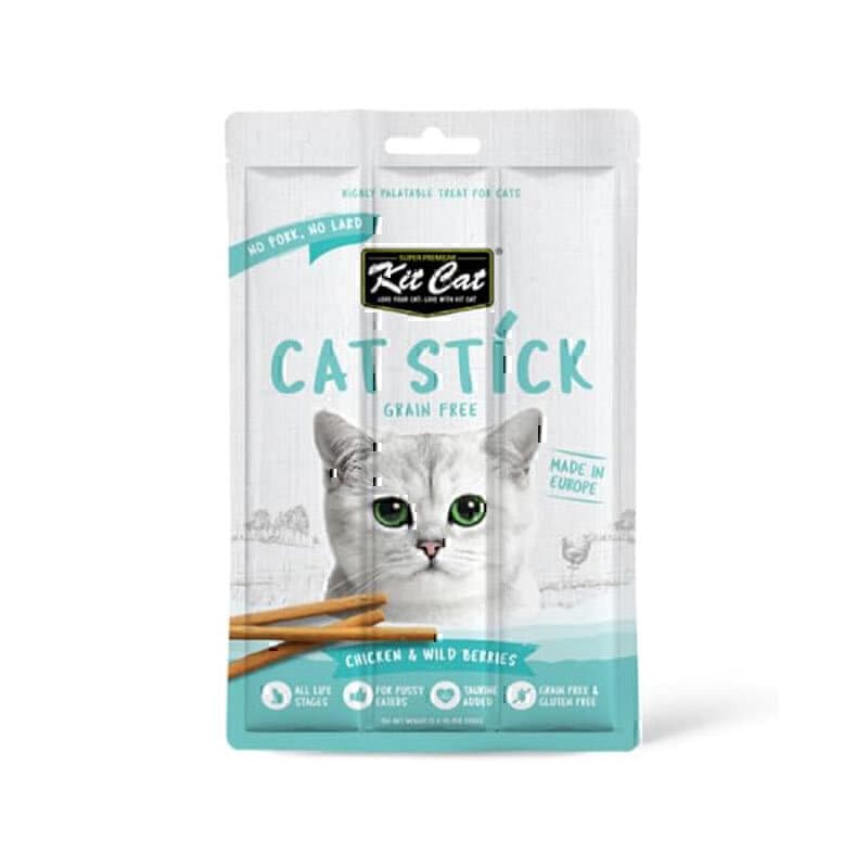 تشویقی مدادی گربه کیت کت با طعم مرغ و توتهای وحشی Kit Cat Grain-free Cat Sticks With Chicken & Wild Berries وزن 15 گرم