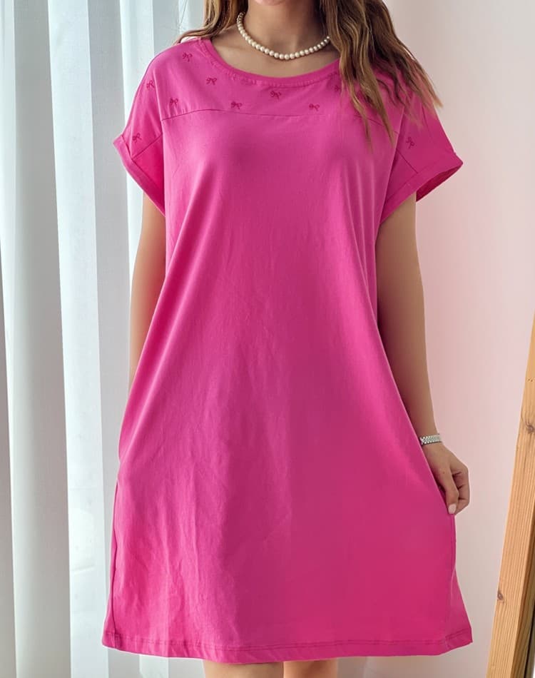 سارافون پنبه لاکرا زیر یقه گلدوزی