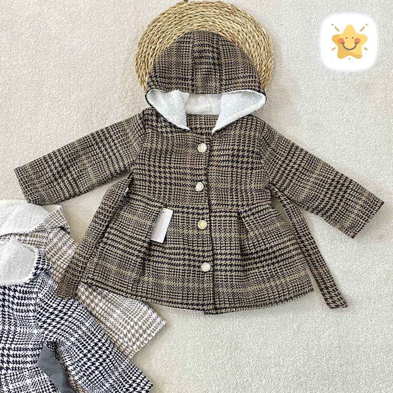 پالتو دخترانه کلاهدار و پشمی سایز کوچک