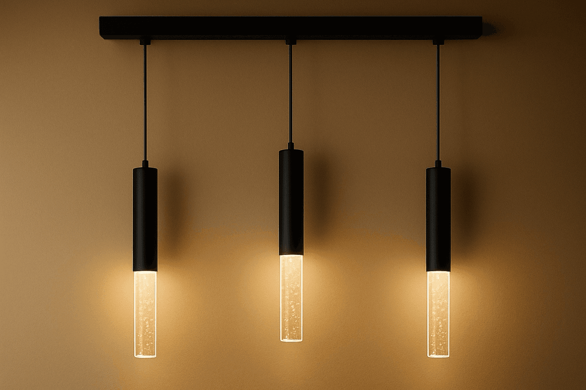 لوستر آویز مدرن سه شاخه خطي استوانه اي حبابدار (لونور)