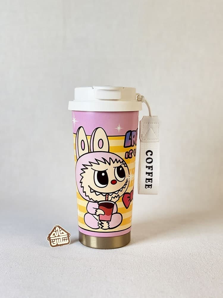 تراول ماگ استیلی طرح لبوبو caka coffee cup کد 1724