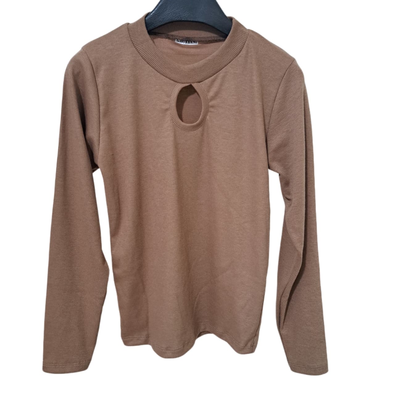 بلوز زنانه یقه اشکی رنگ قهوه ای کد ۵۰۱