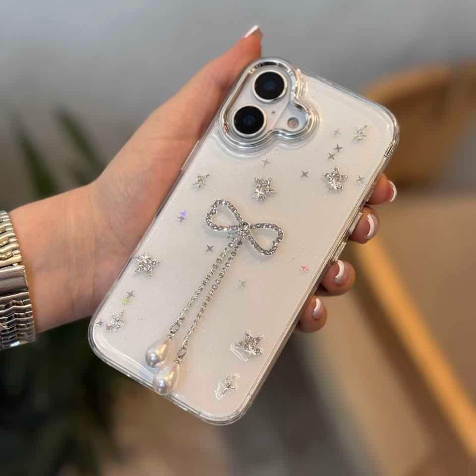 قاب آیفون پاپیون منگوله ای مرواریدی