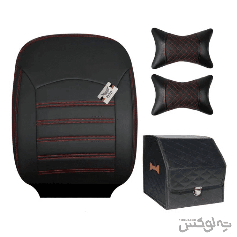 روکش صندلی رانا صندلی جدید چرمی برند سوشیانت مدل آذین به همراه پشت گردنی، دورفرمان و جعبه نظم دهنده