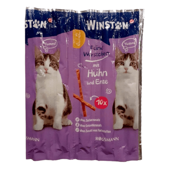 تشویقی مدادی گربه با طعم مرغ و گوشت اردک وینستون (Winston Cat Treat Sticks Chicken & Duck) بسته 10 عددی
