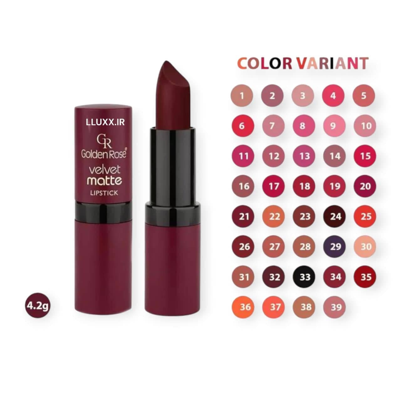 رژ لب جامد ولوت مات گلدنرزGOLDENROSE مدل Velvet Matte