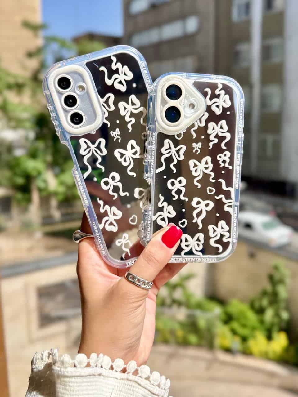 قاب پاپیون سفید آینه ای آیفون|سامسونگ|شیائومی