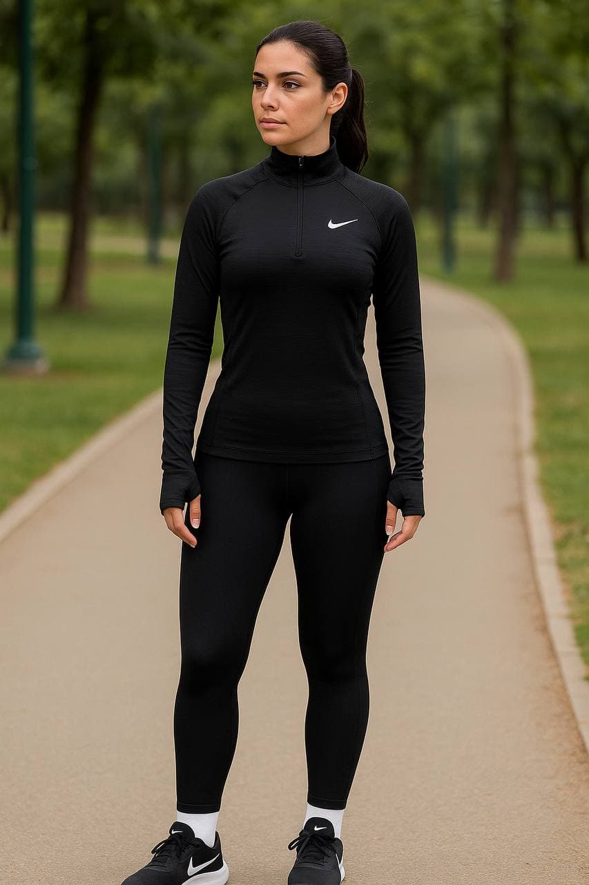 آستین بلند نیم زیپ ویکتوریا – مشکی