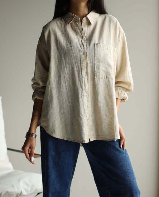 شومیز لینن کرم TGHV