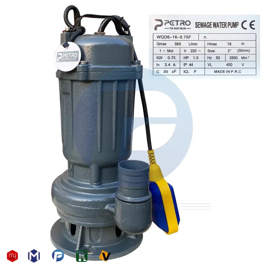 پمپ لجن کش 16 متری 2 اینچ پترو مدل WQD6-16-0.75F